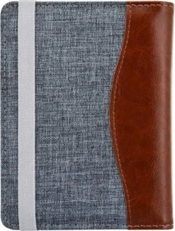 Merkloos Jeans Style RFID Paspoort Hoesje Anti Skim / Paspoorthouder Blauw - Cognac -Voyago Winkel 912x1200 9