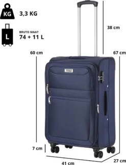 Travelz Softspinner TSA Reiskoffer 67cm - Zachte Reiskoffer Met Expander - Blauw -Voyago Winkel 914x1200 3