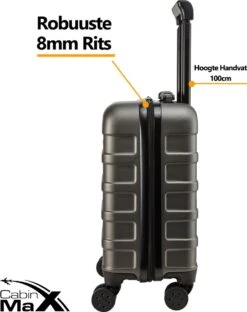 CabinMax Handbagage Koffer - Trolley 30L - Harde Reiskoffer - 45x36x20cm - Lichtgewicht - Groot Capaciteit - Steel Grey -Voyago Winkel 949x1200