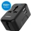 Voomy Universele Wereldstekker - 150+ Landen - 2 USB Poorten - Reisstekker Wereld - Zwart