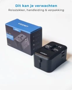 Voomy Universele Wereldstekker - 150+ Landen - 2 USB Poorten - Reisstekker Wereld - Zwart -Voyago Winkel 959x1200 17