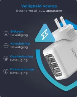 Voomy Universele Wereldstekker - 170+ Landen - 4 USB Poorten - Reisstekker Wereld - Wit 16 Voomy Universele Wereldstekker - 170+ Landen - 4 USB Poorten - Reisstekker Wereld - Wit -Voyago Winkel 959x1200 21