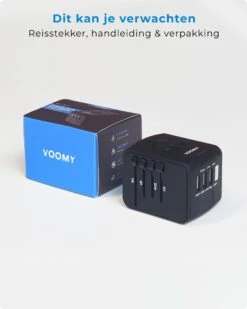 Voomy Universele Wereldstekker - 170+ Landen - 4 USB Poorten - Reisstekker Wereld - Zwart -Voyago Winkel 959x1200 9