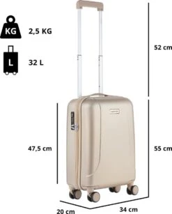 CarryOn Skyhopper Handbagage En Beautycase - 55cm TSA Trolley En Make-up Koffer - Champagne -Voyago Winkel 966x1200 1