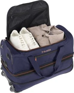 Travelite Basics Wheeled Duffle 55cm Expandable Navy/Orange -Voyago Winkel 967x1200 6