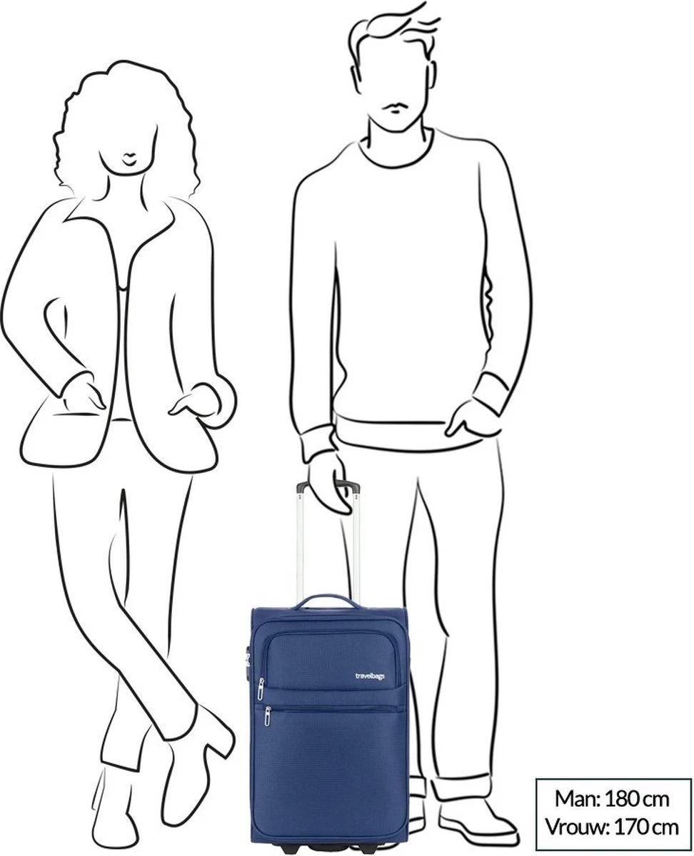 Travelbags Handbagage Zachte Koffer / Trolley / Reiskoffer - The Base - 55 Cm - Blauw 10 Travelbags Handbagage Zachte Koffer / Trolley / Reiskoffer - The Base - 55 Cm - Blauw - Afbeelding 8