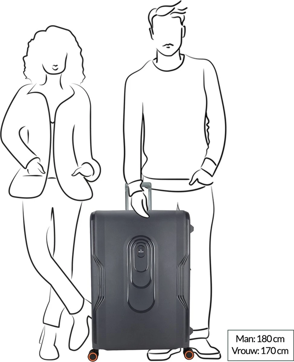 Decent Koffer / Trolley / Reiskoffer - 77 X 54.5 X 31.5 Cm - 116 Liter - Polypropyleen - Maat XL - On-Tour - Grijs 17 Decent Koffer / Trolley / Reiskoffer - 77 X 54.5 X 31.5 Cm - 116 Liter - Polypropyleen - Maat XL - On-Tour - Grijs - Afbeelding 15