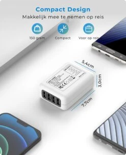 Voomy Universele Wereldstekker - 170+ Landen - 4 USB Poorten - Reisstekker Wereld - Wit 13 Voomy Universele Wereldstekker - 170+ Landen - 4 USB Poorten - Reisstekker Wereld - Wit -Voyago Winkel 974x1200 22