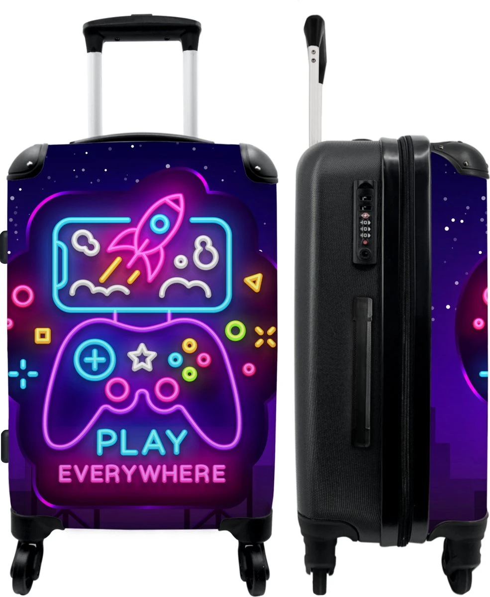 NoBoringSuitcases.com® Koffer Groot - Gaming - Console - Neon - Jongens - Trolley Koffer Met TSA-slot - Met Wielen - 90 Liter - Reiskoffer - 66 Cm 3 NoBoringSuitcases.com® Koffer Groot - Gaming - Console - Neon - Jongens - Trolley Koffer Met TSA-slot - Met Wielen - 90 Liter - Reiskoffer - 66 Cm