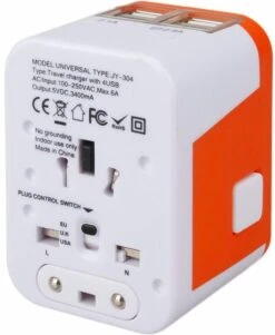 Lionheart Travel Adapter Orange-NL-4 USB Poorten-150 Landen-2.1ampère -Voyago Winkel 985x1200 18